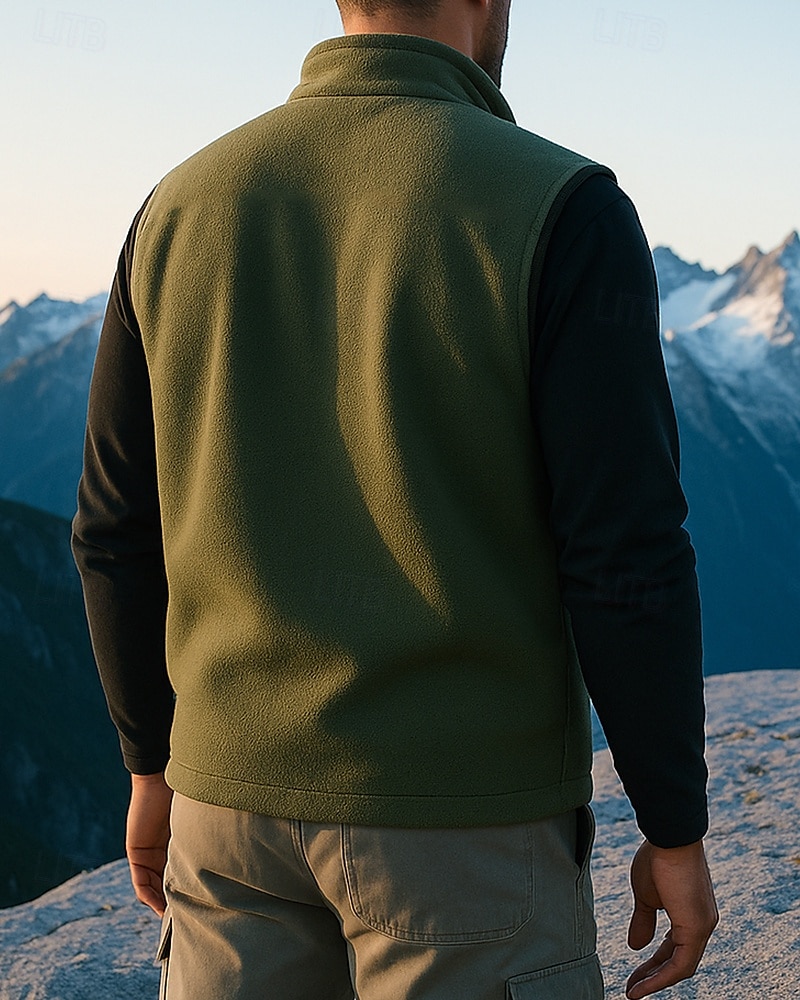 Herren Wanderweste Ärmellos Weste Außen Thermowarm Atmungsaktiv Leicht Winter Reißverschluss Polyester Schwarz Armeegrün Rot Jagd Angeln Klettern 2025 - $23.99 –P2