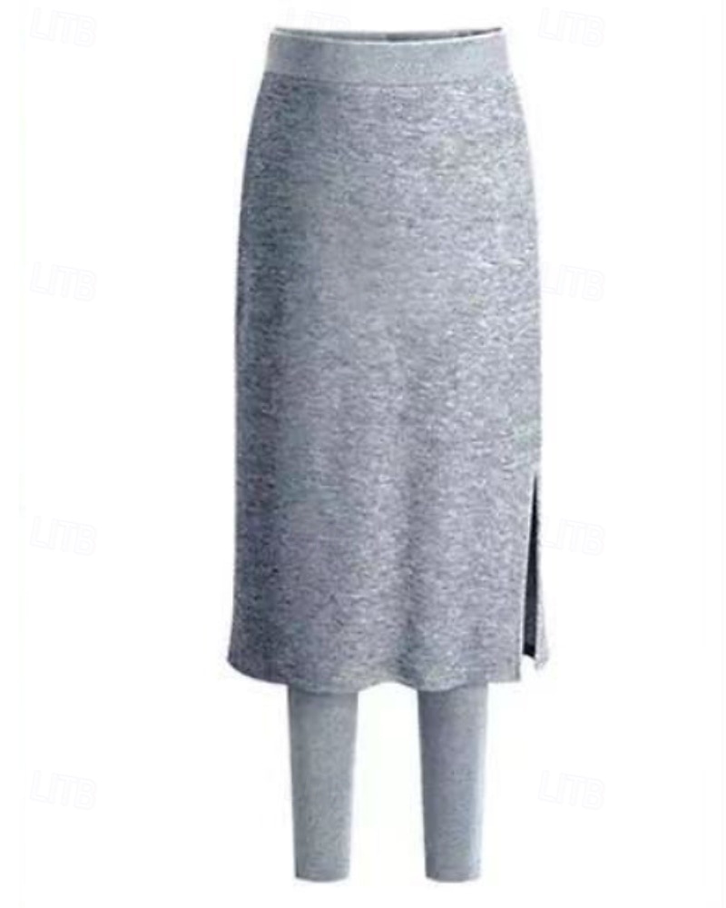 Per donna Pantaloni in Pile Leggings Skort Streetwear Casual Lunghezza intera Naturale Semplice Elastico in vita Spacco Calore Termico Comodo All'aperto Vacanza Uscire Nero Grigio chiaro Grigio scuro del 2025 a $16.99 –P2