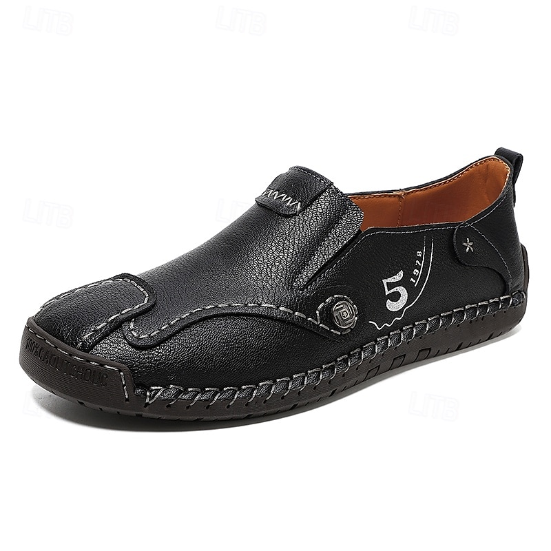 Ανδρικά καφέ slip-on παπούτσια με ραφές σε αντίθεση, μαλακή εσωτερική σόλα και ανθεκτική σόλα από καουτσούκ για casual ρούχα γραφείου, καθημερινές μετακινήσεις και χαλάρωση το Σαββατοκύριακο. 2025 - $46.99 –P3