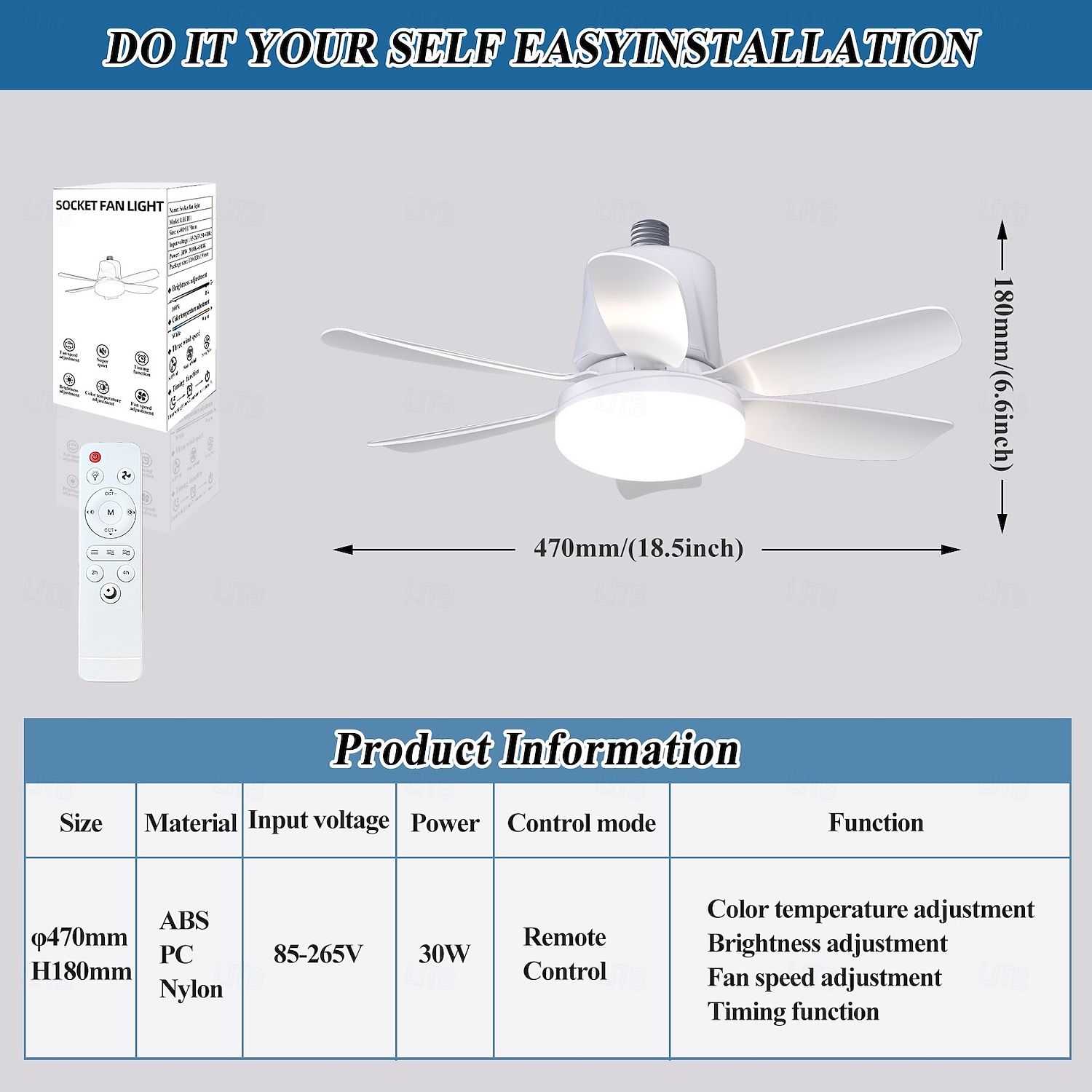 1 moderner Deckenventilator-Kronleuchter mit intelligenter Fernbedienung, E27-Schraubsockel – einfach zu installieren, starker Wind für Wohnzimmer, Schlafzimmer, Arbeitszimmer, Küche, Werkstatt, 2025 - $50.99 –P9
