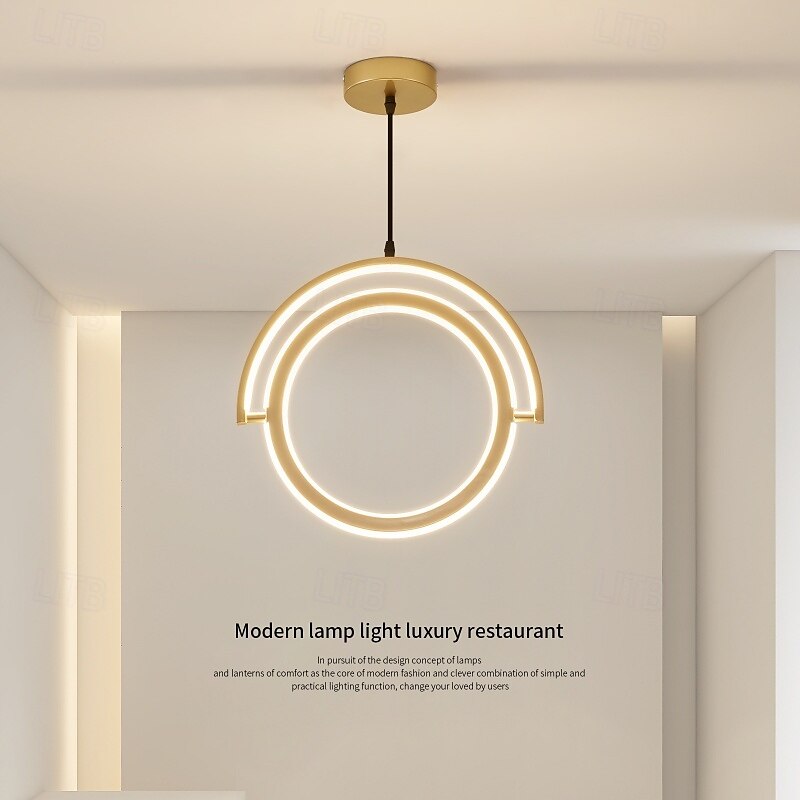 gyűrűs medállámpa arany kivitelben, modern LED éjjeli lámpa, fém függesztékek, amelyek kompatibilisek hálószobával, étkezővel, konyhaszigettel, csillárlámpa stabilizálással 2025 - $192.99 –P4