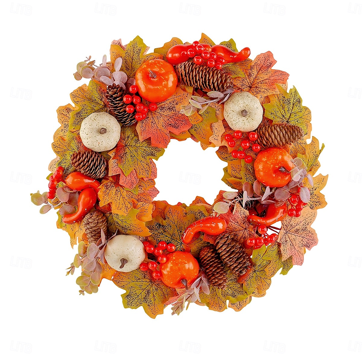 Ghirlanda autunnale per la porta d'ingresso, decorazione autunnale per interni ed esterni, ghirlanda di zucca, pigna, bacche, foglie d'acero, decorazione rustica per la raccolta, porta e parete. del 2025 a $28.99 –P5