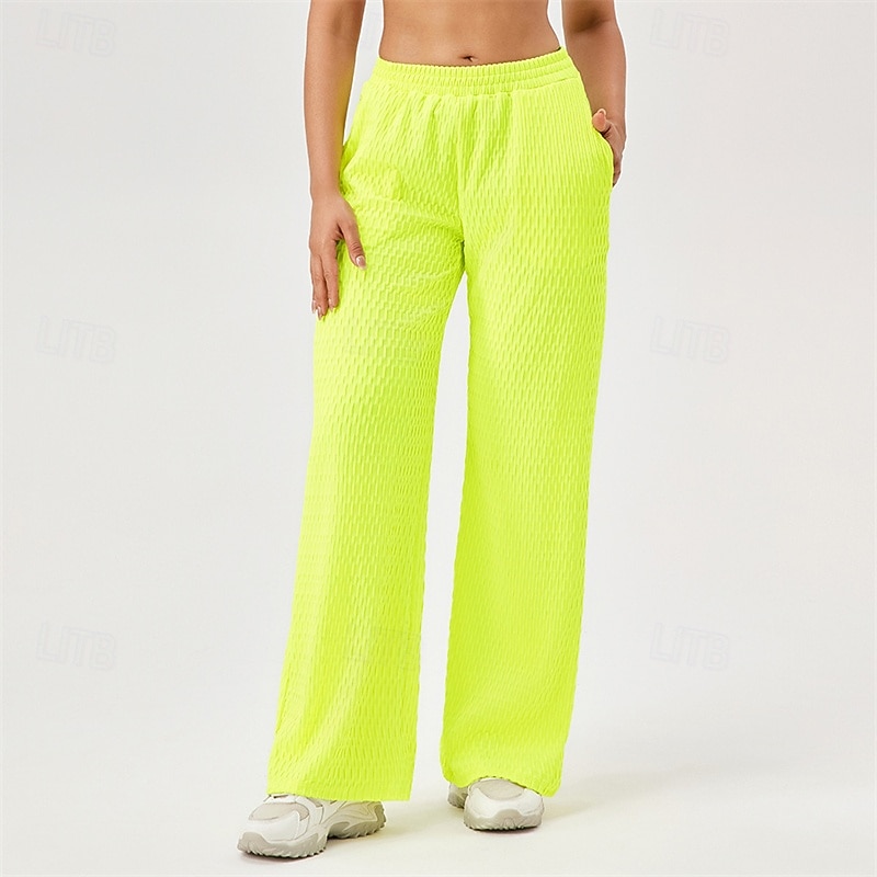 Damskie Spodnie fitness Spodnie Pilates Spodnie do jogi Trójwymiarowa faktura plastra miodu Z kieszeniami Lekki Wysoka talia Pilates Siłownia Zumba Doły Jednokolorowe Żółty Różowy Czerwony Jesień 2026 - $25.99 –P11