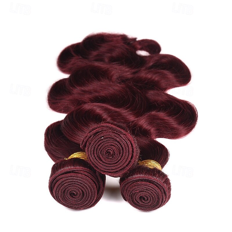 99j# bordeauxrood gekleurd mensenhaar 3 bundels mensenhaar body wave mensenhaar mensenhaar extensions 12-24 inch 2025 - $163.99 –P4