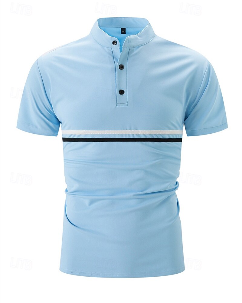Men's Golf Shirt Golf Polos Shirts Casual Sports Stand Collar Short Sleeve Basic Modern Color Block Patchwork Buttons Summer Spring Regular Fit Black Navy Blue Sky Blue Dark Green Brown Gray Golf 2026 - $21.99 –P2