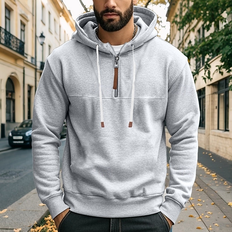 Homens Moletom Moletom Zip Moletom de lã Adamascado Vermelho Vinho Preto Branco Azul Marinha Com Capuz Tecido Zip Up Desportos e Ar livre Casual Diário Roupa de rua Legal Roupa de Esporte Outono de 2025 por $28.99 –P3