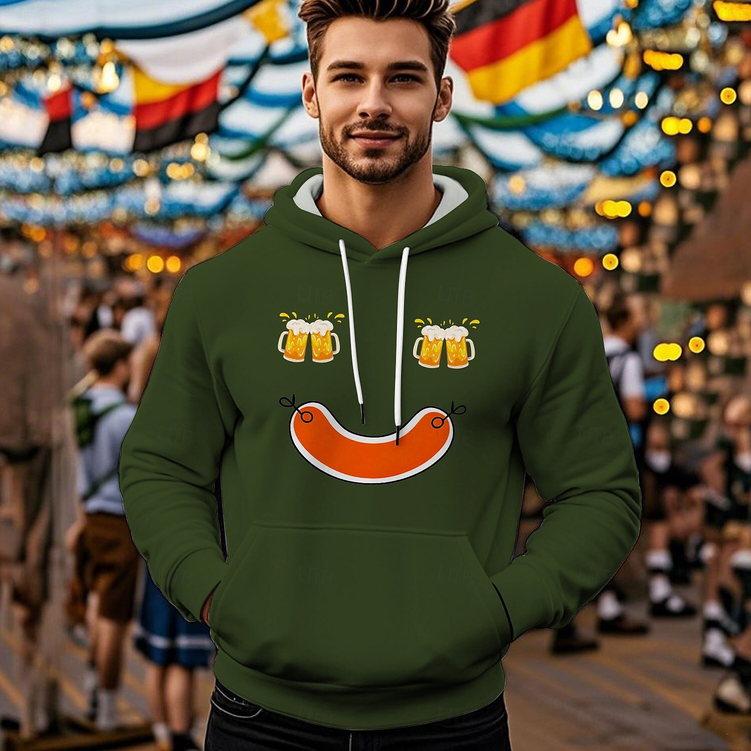 Pivo Oktoberfest Kapuce Tisk Přední kapsa Grafika Pro Pánské Dospělé Karneval Pivo Oktoberfest Horká ražba Dovolená Párty 2025 - $29.99 –P2