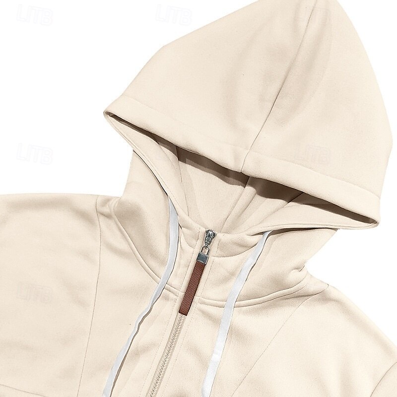 Homens Moletom Moletom Zip Moletom de lã Adamascado Vermelho Vinho Preto Branco Azul Marinha Com Capuz Tecido Zip Up Desportos e Ar livre Casual Diário Roupa de rua Legal Roupa de Esporte Outono de 2025 por $28.99 –P7
