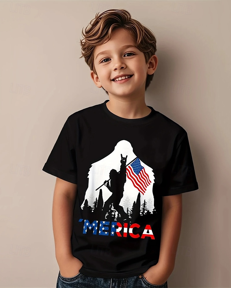 Amerikaanse Onafhankelijkheidsdag Jongens 3D Grafisch Vlag T-shirt Korte mouw Zomer Lente Modieus Basic Kinderen 4-12 jaar Strakke ronde hals Buiten Casual Dagelijks Normale pasvorm 2025 - $11.99 –P8