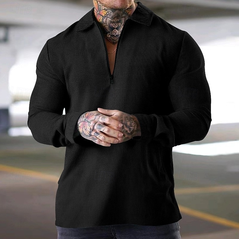 Per uomo Felpa con zip Nero Bianco Blu Cachi Grigio chiaro Bavero Semplice Con zip Zip a un quarto Casuale Quotidiano Ferie Streetwear Cool Designer Primavera & Autunno Abbigliamento Felpe con del 2025 a $23.99 –P4