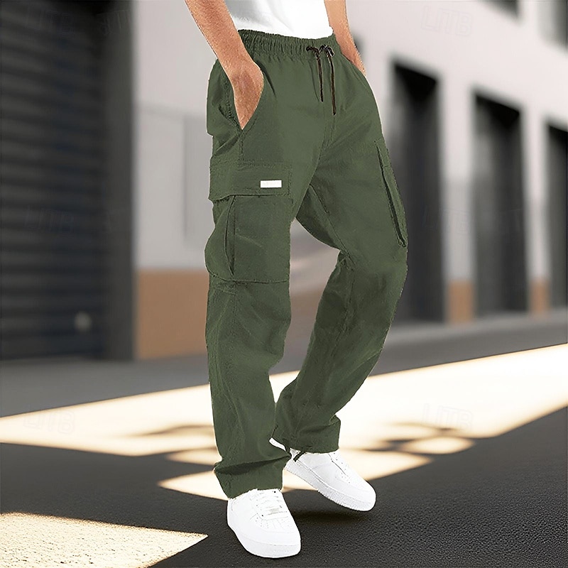 Męskie Spodnie cargo Spodnie Ściągana na sznurek Elastyczny pas Multi Pocket Równina Zdatny do noszenia Na zewnątrz Codzienny Kemping i wycieczki Moda Klasyczny Ciemnobrązowy Błękit jeziora 2025 - AU $22.52 –P8