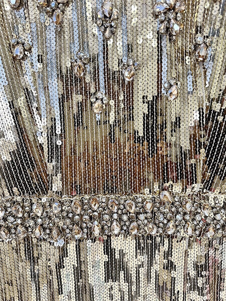 Robe Quinceanera Sirène  Trompette Robes Élégante Robe de Mariage Formelle Longueur Maxi Manches Longues Col Rond Pailletée avec Paillettes de 2025 ? $179.99 –P9