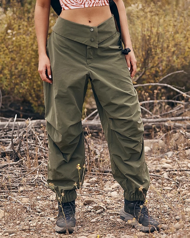 Mujer Pantalones cargo Pantalones Moda Ropa de calle Longitud total Cintura Media Color sólido Bolsillo Cómodo Microelástico Deporte Ropa Cotidiana Verde Ejército Verano Primavera Ajuste regular 2025 - $24.99 –P1