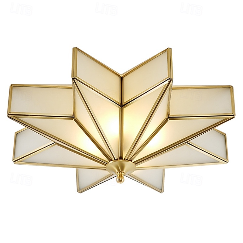 Luminária de teto moderna de LED com 4 luzes, vidro fosco chanfrado, montagem embutida, luminária tradicional de latão com estrela próxima ao teto, luminária pendente decorativa para sala de estar de 2025 por $364.19 –P7