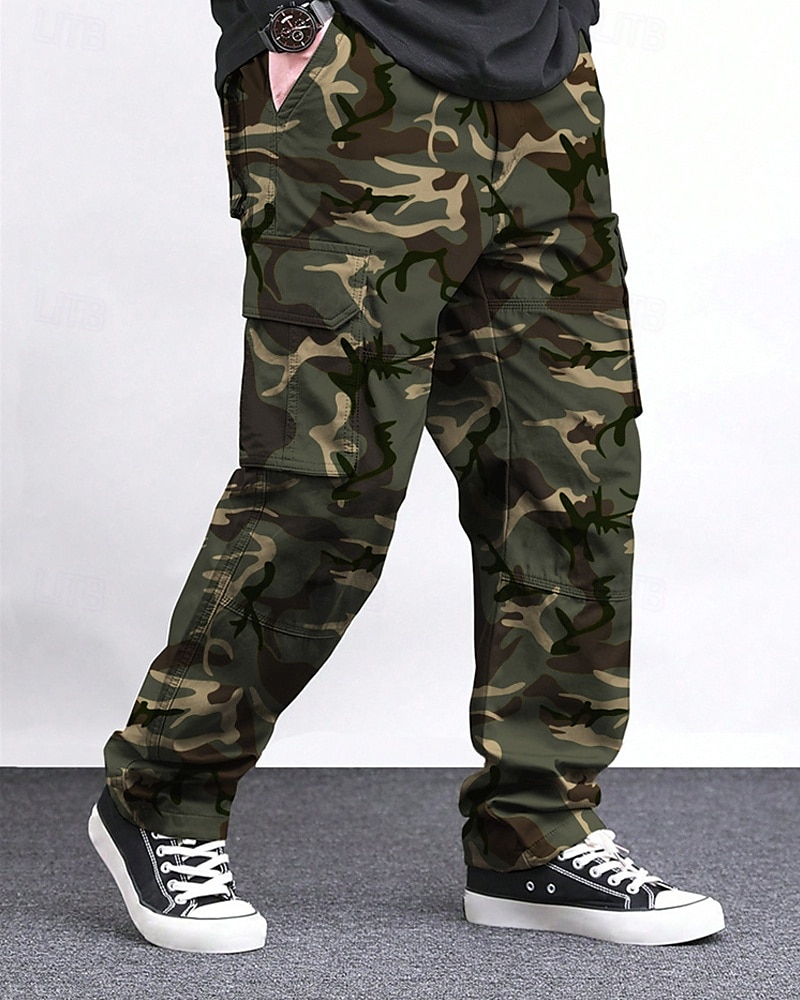 Men's Cargo Pants Trousers Elastic Waist Drawstring Multi Pocket Plain Wearable Outdoor Daily Camping & Hiking Fashion Classic Black Green 2025 - $28.99 –P20