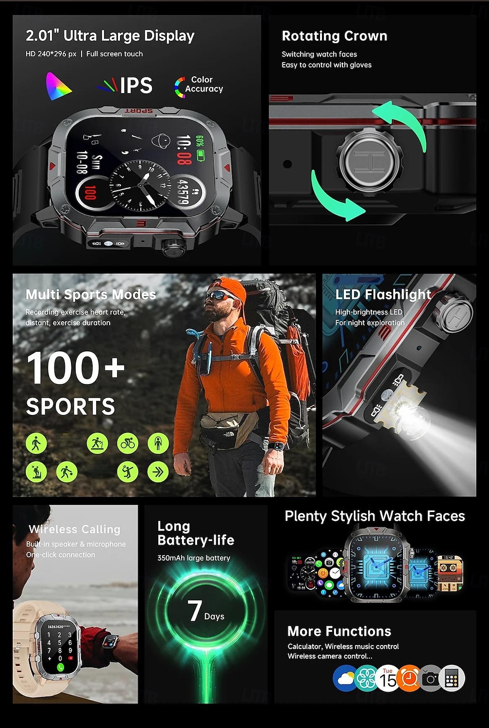 Relógios inteligentes esportivos c40pro com tela ultra grande, assistente de voz e controle de música, relógio inteligente com mostrador personalizado, relógios de pulso de 2025 por $28.99 –P2