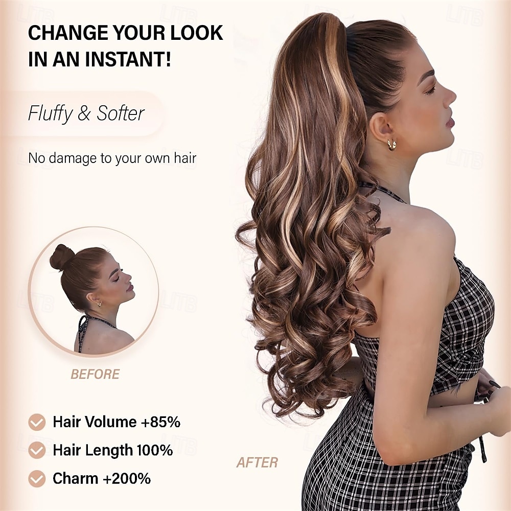 24 Inch Ponytail Extension Clip on Ponytails for Women Long Curly Wavy Ponytail Extensions for Women Synthetic Layered Pony Tails Hair Extensions 2025 - $19.49 –P2