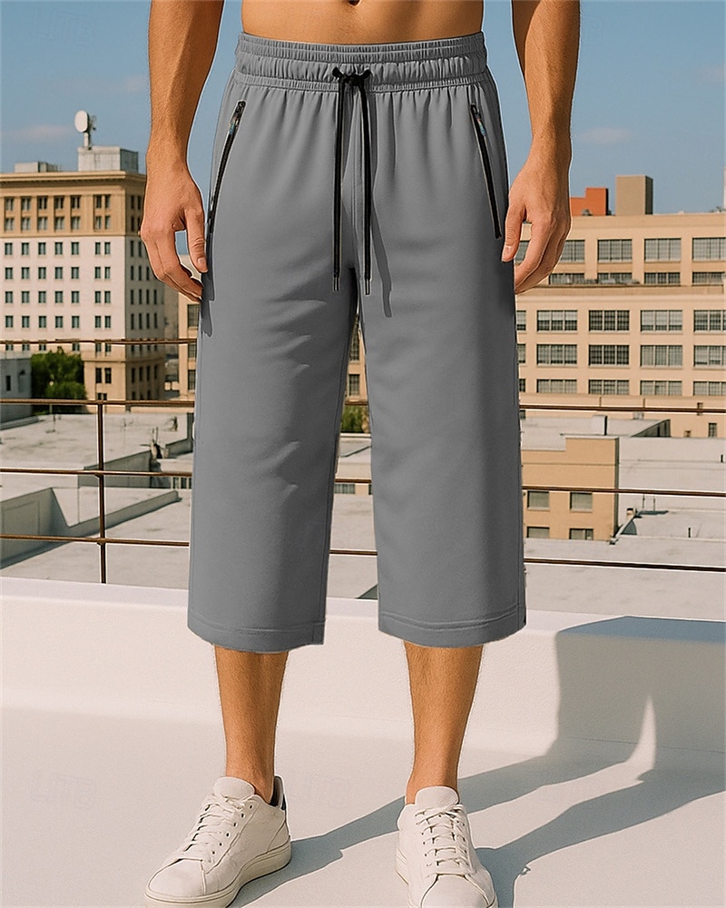 Pánské Běžecké kalhoty Capri Koşu Pantolonları Elastický pas Capri kalhoty Sporty a outdoor Ležérní Lehká váha Prodyšné Tenis Běhání Běh Běžný sportovní oblečení Sportovní oděvy Jednobarevné Čern 2025 - $20.99 –P5