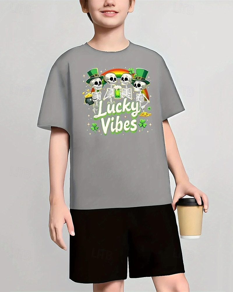 Pojkar 3D Grafisk Dödskalle T-shirt Kortärmad Sommar Vår Mode Grundläggande Barn 4-12 år Rund hals Utomhus Ledigt Dagligen Normal 2025 - $10.99 –P1