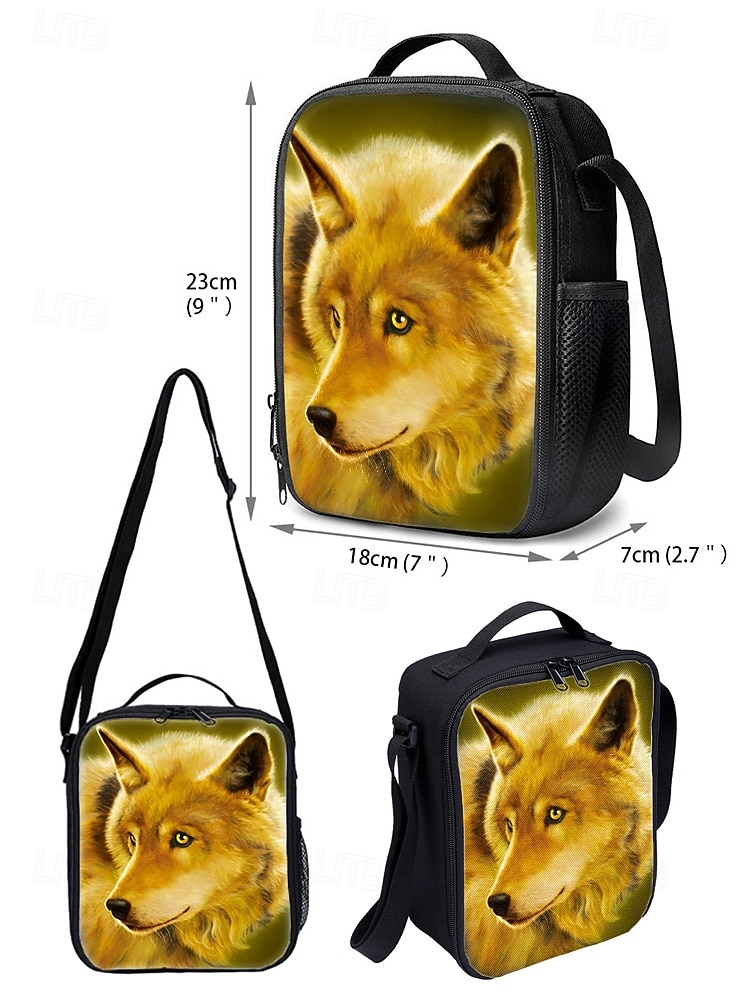 Men's 3-Piece Wolf Design Backpack Set - Durable, Trendy School, Travel, and Casual Use - Features Wild Animal Art, Adjustable Straps and Multiple Compartments Vincent Hie 2026 - $34.99 –P9