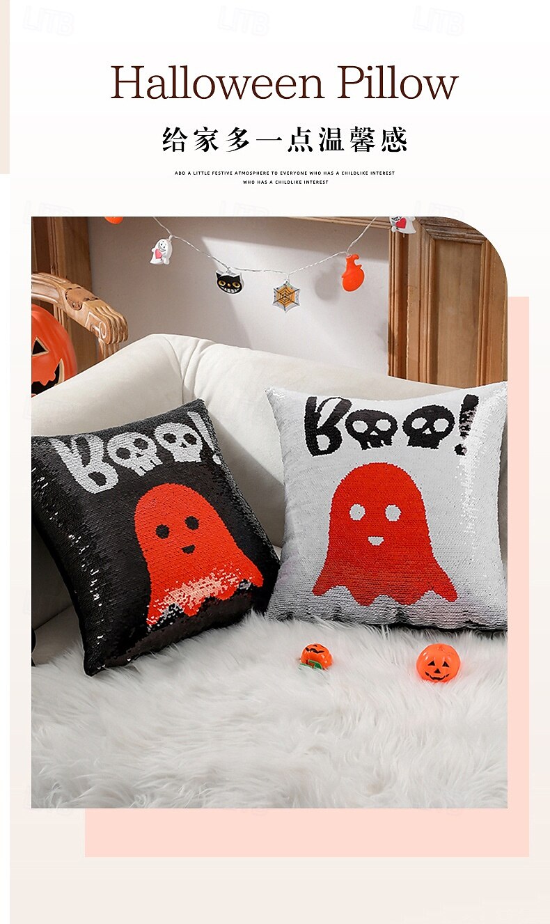 1 pcs Polyester Housse de coussin, Halloween Carré Traditionnel Classique de 2025 ? $16.99 –P4