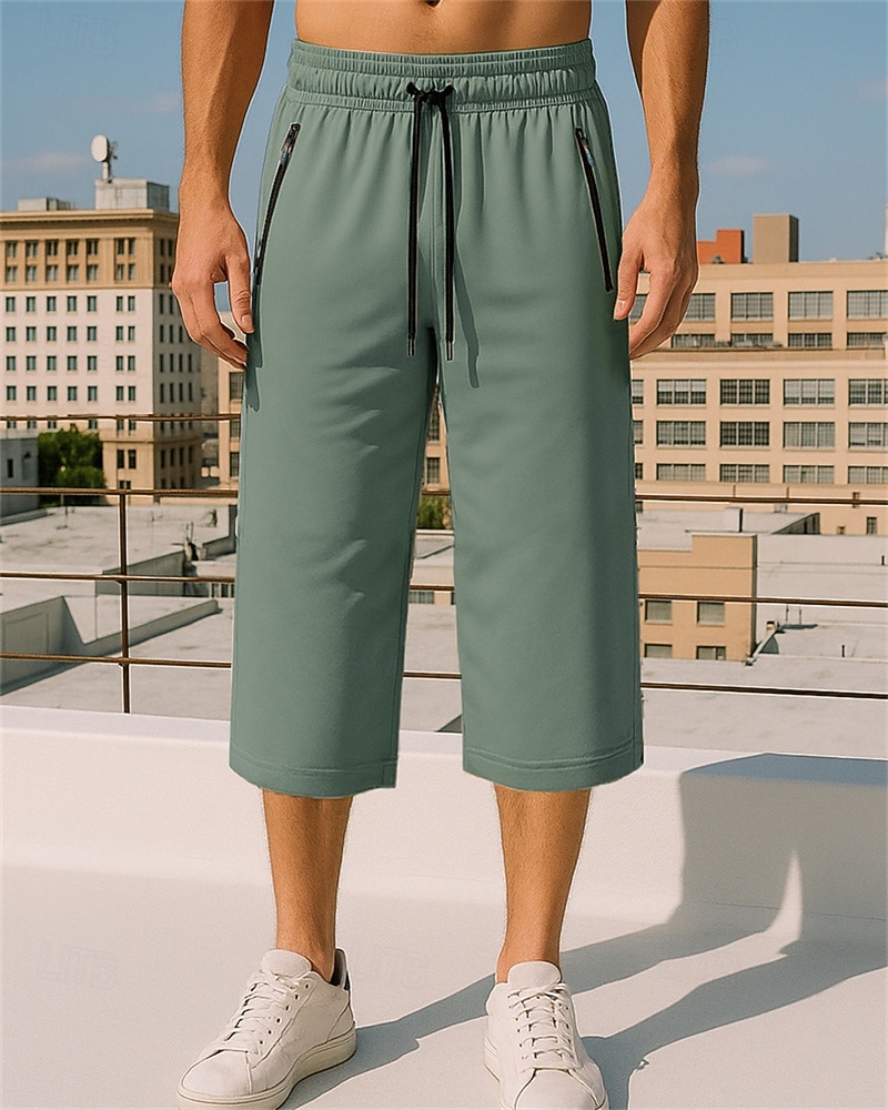 Pánské Běžecké kalhoty Capri Koşu Pantolonları Elastický pas Capri kalhoty Sporty a outdoor Ležérní Lehká váha Prodyšné Tenis Běhání Běh Běžný sportovní oblečení Sportovní oděvy Jednobarevné Čern 2025 - $20.99 –P4
