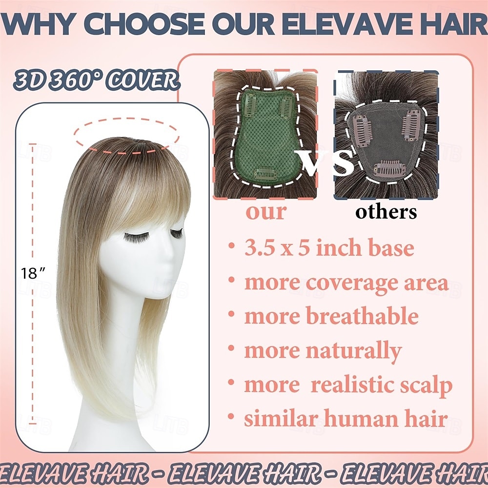 Hair Topper 18 Inch Long Hair Toppers for Women with Thinning Hair 360 3D Clip in Blunt Wispy Bangs 2026 - $20.99 –P3