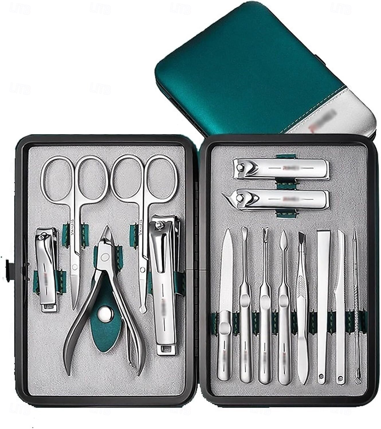 Ensemble de ciseaux à ongles 15 pièces Kit de coupe-ongles professionnel Ensemble de manucure avec étui en cuir portable, kit de toilettage de manucure et de pédicure en acier inoxydable Ensemble de de 2025 ? $63.99 –P1