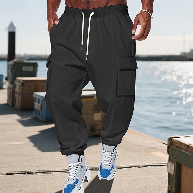 Per uomo Pantaloni Cargo Joggers Pantaloni Pantaloni da Tuta Cargo Elastico in vita Coulisse Multi-tasche Semplice Indossabile All'aperto Quotidiano Campeggio & Escursionismo Moda Classico Nero Rosso del 2025 a $20.99 –P13