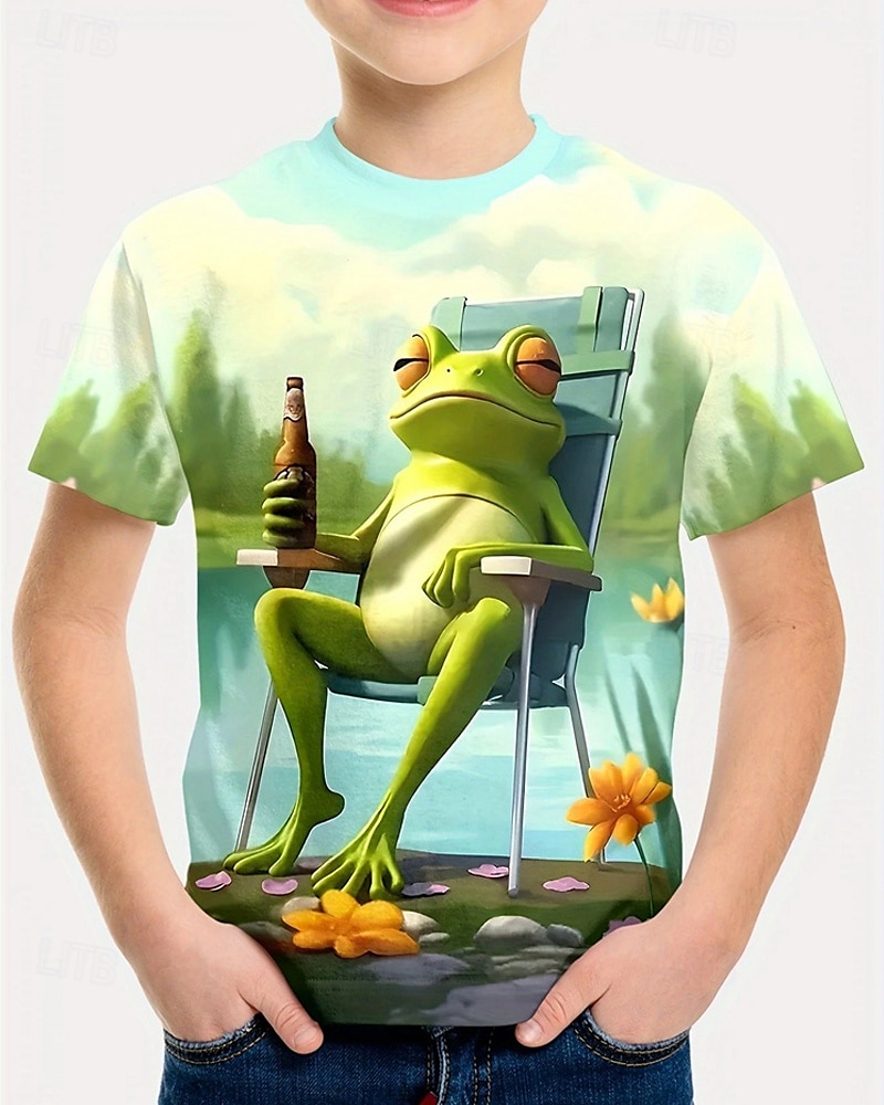 Pojkar 3D Djur T-shirt Kortärmad Sommar Vår Mode Grundläggande Barn 4-12 år Rund hals Utomhus Ledigt Dagligen Normal 2025 - $11.99 –P1