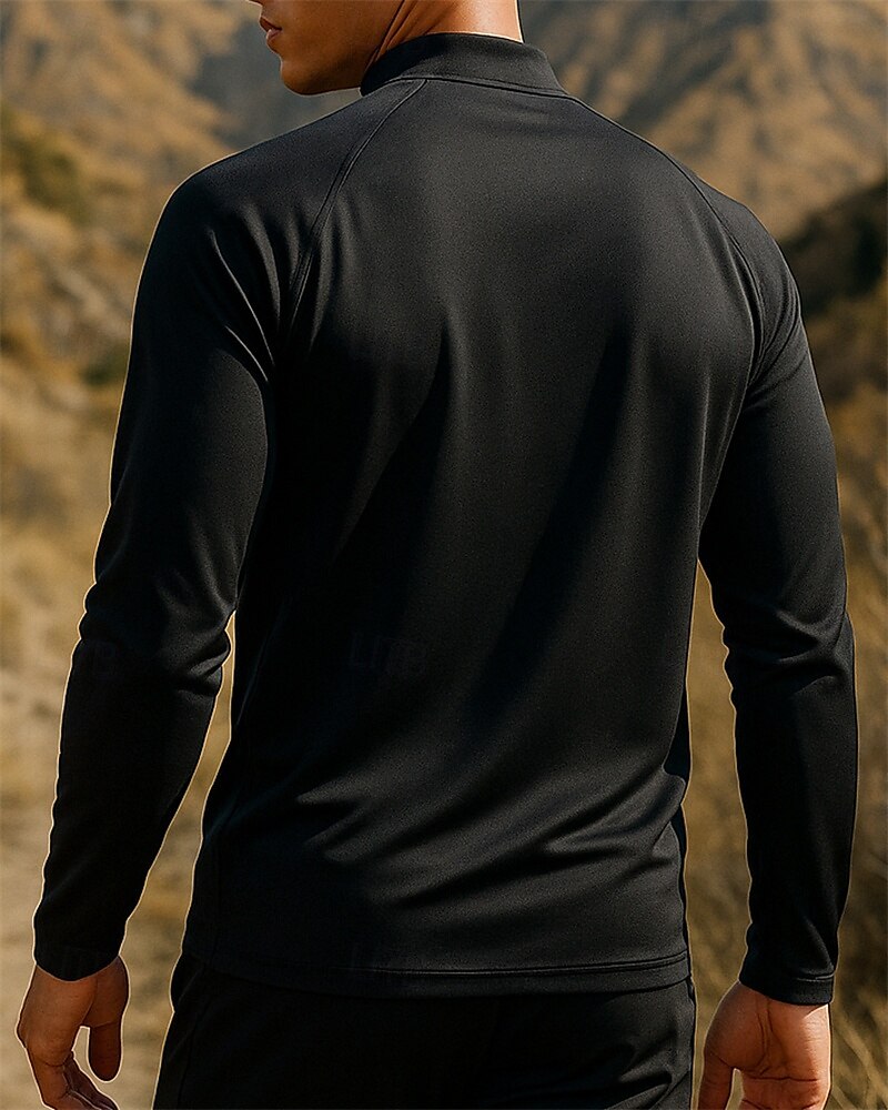 Herren Polo-Sweatshirt Wanderspitze Langarm Stehkragen T-Shirt Oberteil Außen Atmungsaktiv Schnelltrocknend Leicht Viertelreißverschluss Polyester Patchwork Dunkelgrau Tennis Golfspiel Laufen 2025 - $15.99 –P2