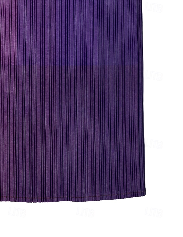 Women's Skirt Elegant Vintage Fashion Casual Midi Mid Waist Skirts Gradient Ruched Stretchy Yellow Summer Polyester 2025 - $62.99 –P8