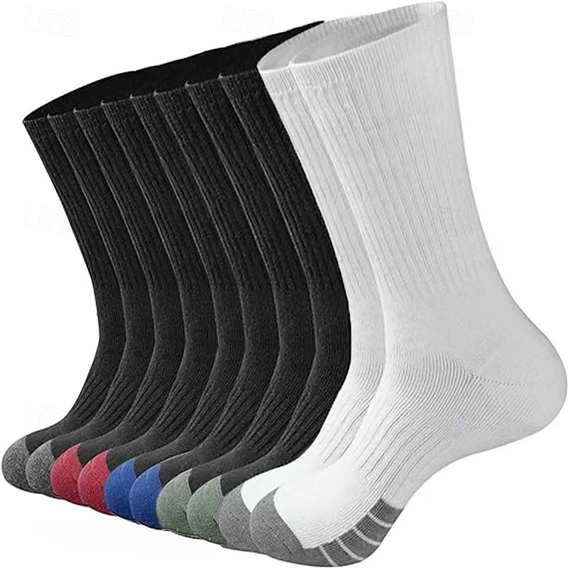 Herren 5 Paare Mehrfachpackungen Socken Laufsocken Freizeitsocken Weiß Rote Farbe Farbblock Urlaub Sport & Outdoor Täglich Basic Mittel Frühling Herbst Mode Lässig 2025 - $6.49 –P7