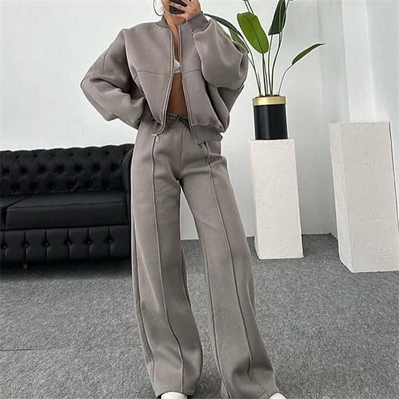 Mujer Tracksuit Sudadera Conjunto de Ropa Deportiva Bolsillo Color sólido Trajes de Yoga Otoño Invierno Negro Blanco Gimnasio Rutina de ejercicio Deportes Mantiene abrigado Resistente al Viento Suave 2026 - $31.99 –P7