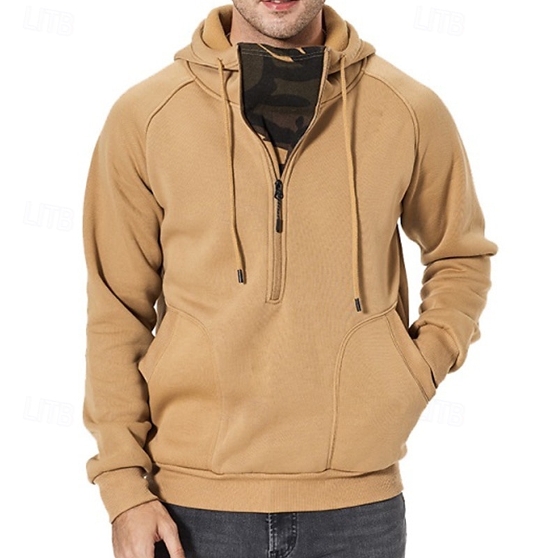 Per uomo Felpa con cappuccio e zip Felpa con cappuccio Nero Verde militare Cachi Con Cappuccio Semplice Patchwork Cerniera Tasca Frontale Sport & Outdoor Casuale Quotidiano Streetwear Cool del 2025 a $32.99 –P2