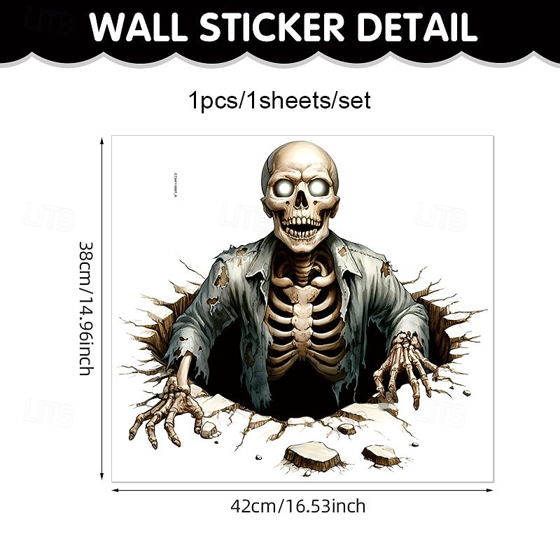 Halloween 3D Wall Sticker Zombie Breaking Wall Decal, Scary Self-Adhesive PVC Horror Wall and Floor Stickers for Bedroom Living Room Halloween Party Decoration 2026 - $9.99 –P12