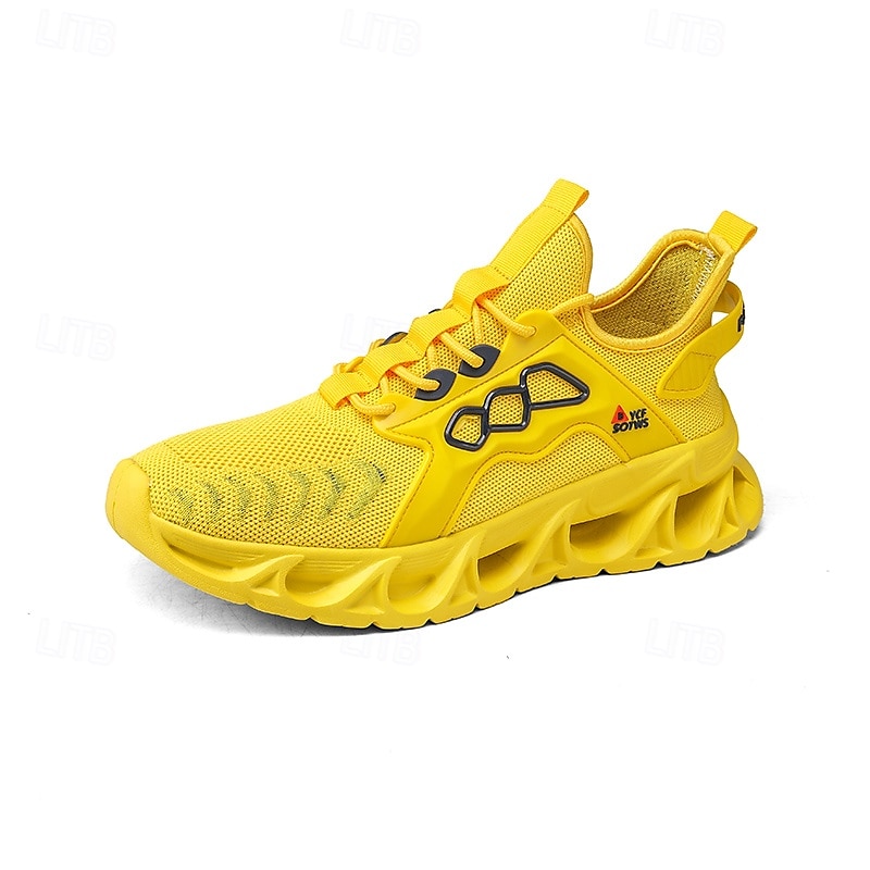 gule herresneakers med flammedesign, lett, pustende overdel, komfortabel passform for løping, trening og hverdagsbruk 2025 - $34.99 –P1