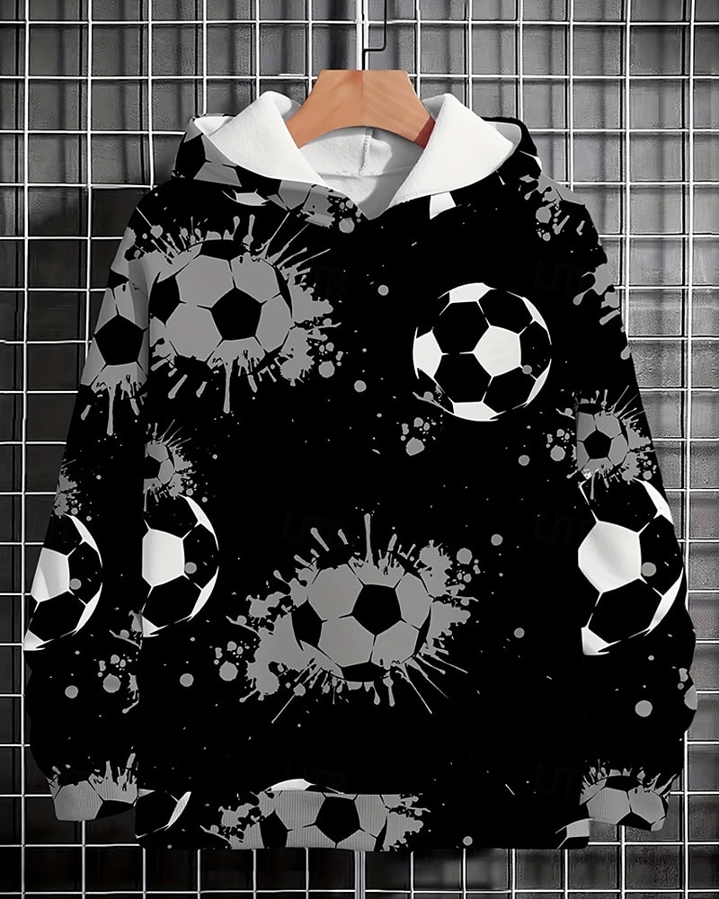 Pojkar 3D Fotboll Huvtröja Långärmad Vår Höst Mode Streetwear Barn 4-12 år Huva Utomhus Ledigt Dagligen Normal 2025 - $18.99 –P1
