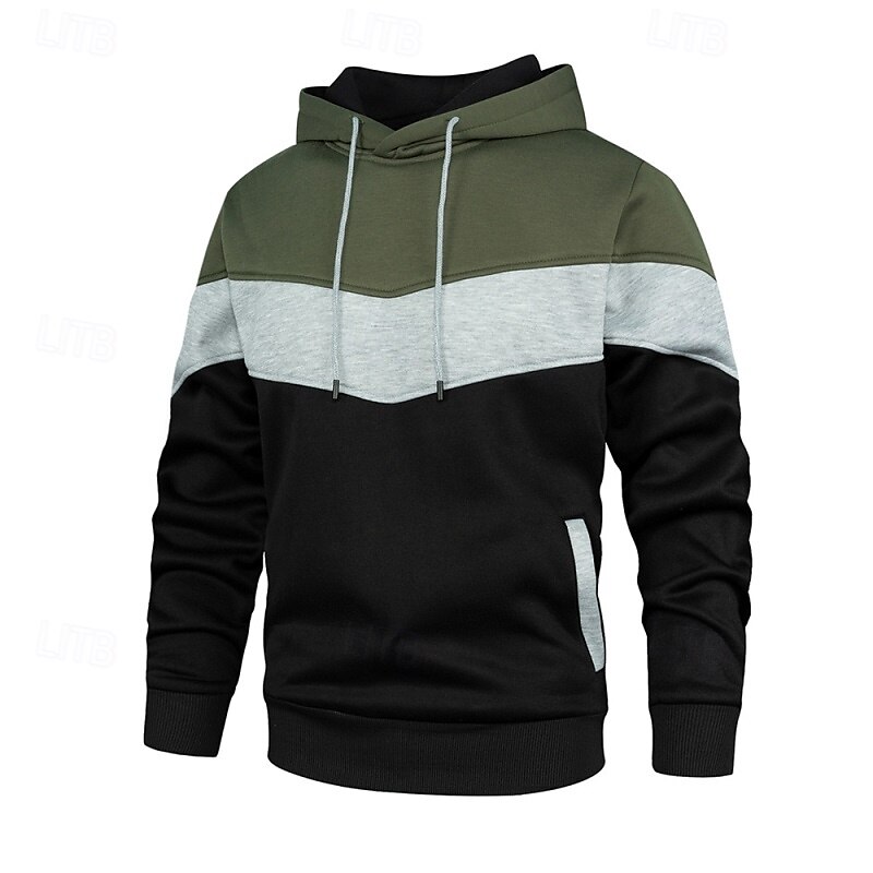 Men's Hoodie Pullover Hoodie Sweatshirt Light Yellow Wine Red Denim Blue Black White Hooded Color Block Front Pocket Sports & Outdoor Casual Daily Streetwear Cool Sportswear Fall & Winter Clothing 2025 - $27.99 –P9