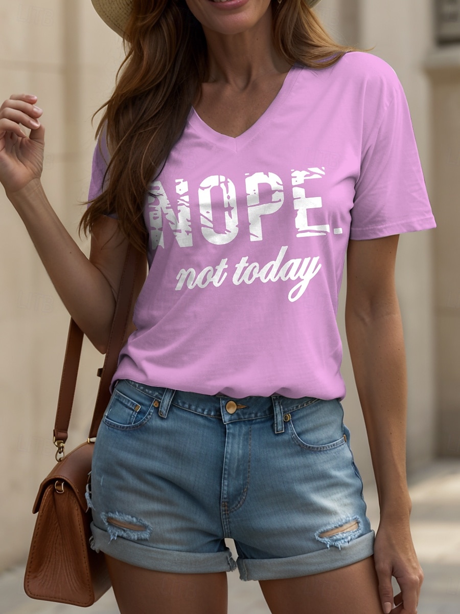 Femmes T-shirt Graphique Lettre ancien Élégant Classique Manche Courte Col en V Hauts Réguliers Quotidien Imprimé Noir Blanche Rose Claire Rouge Bleu Été Printemps de 2025 ? $19.99 –P5