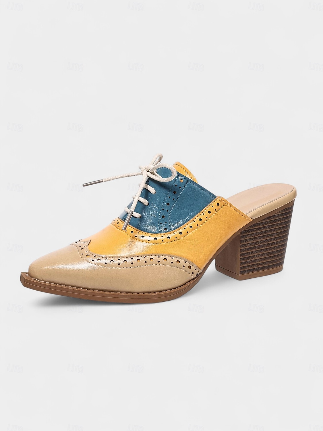 Mules à talons Oxford colorblock pour femmes – chaussures brogues rétro à bout golf pour les amatrices de vintage, les tenues de bureau et les sorties décontractées de 2025 ? $32.99 –P6