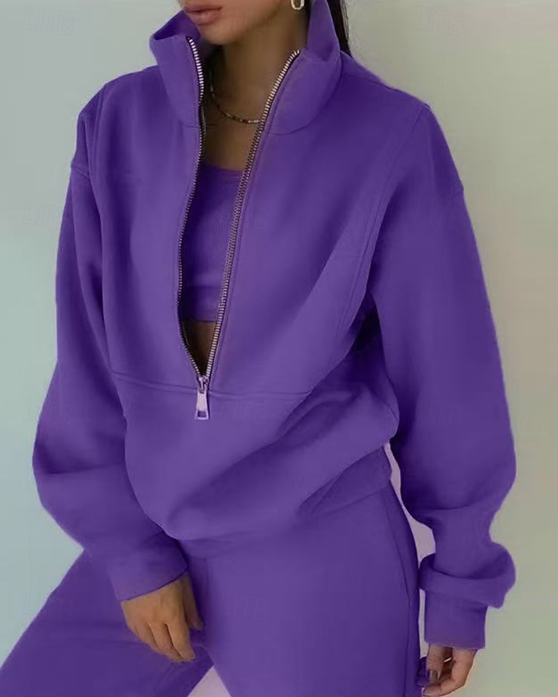 Damskie Spodnie dresowe Dres polarowy Góra ścieżki Zamek 2-częściowa Solidne kolory Rozpinana bluza i spodnie dresowe Zestawy odzież Jesień Leśna zieleń Granatowy Siłownia Sportowy Bieganie Keep Warm 2026 - $31.99 –P11