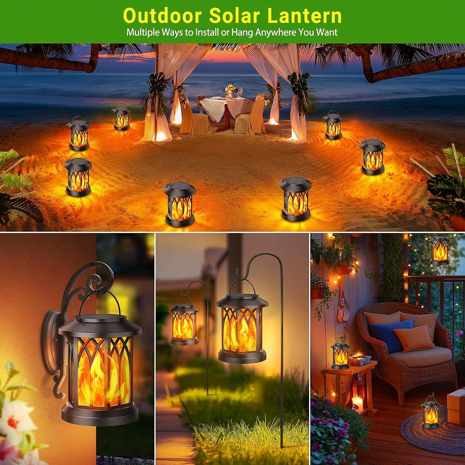 Solar Flickering Flame Lantern Outdoor Lights  Waterproof Hanging Solar Lanterns Lights Solar Powered Lanterns Outdoor for Patio Yard Deck Pathway 2025 - $24.99 –P1