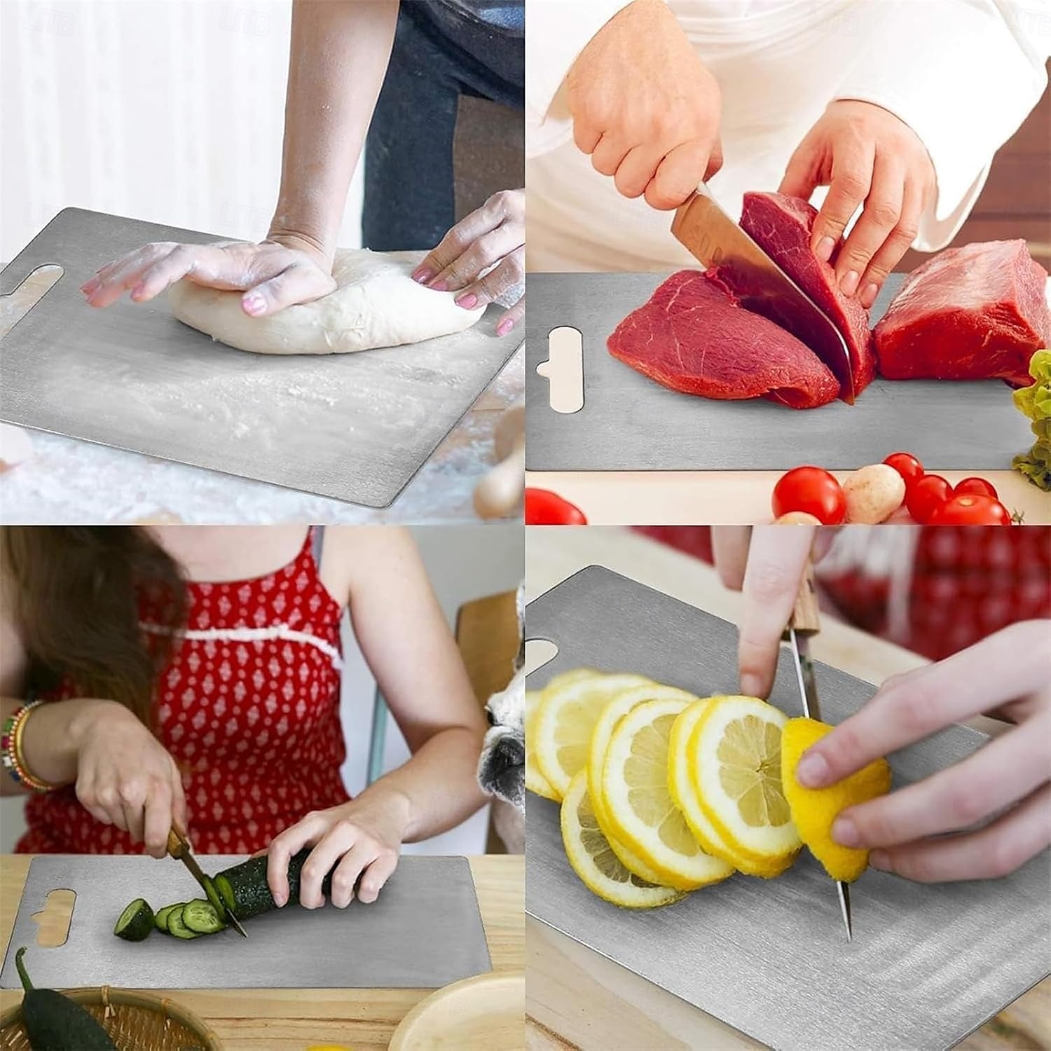 Tocător din oțel inoxidabil 304, tocător alimentar cu două fețe, tocătoare pentru bucătărie, potrivite pentru mașina de spălat vase, tocător pentru mezeluri, carne, fructe &legume 2025 - $13.99 –P6