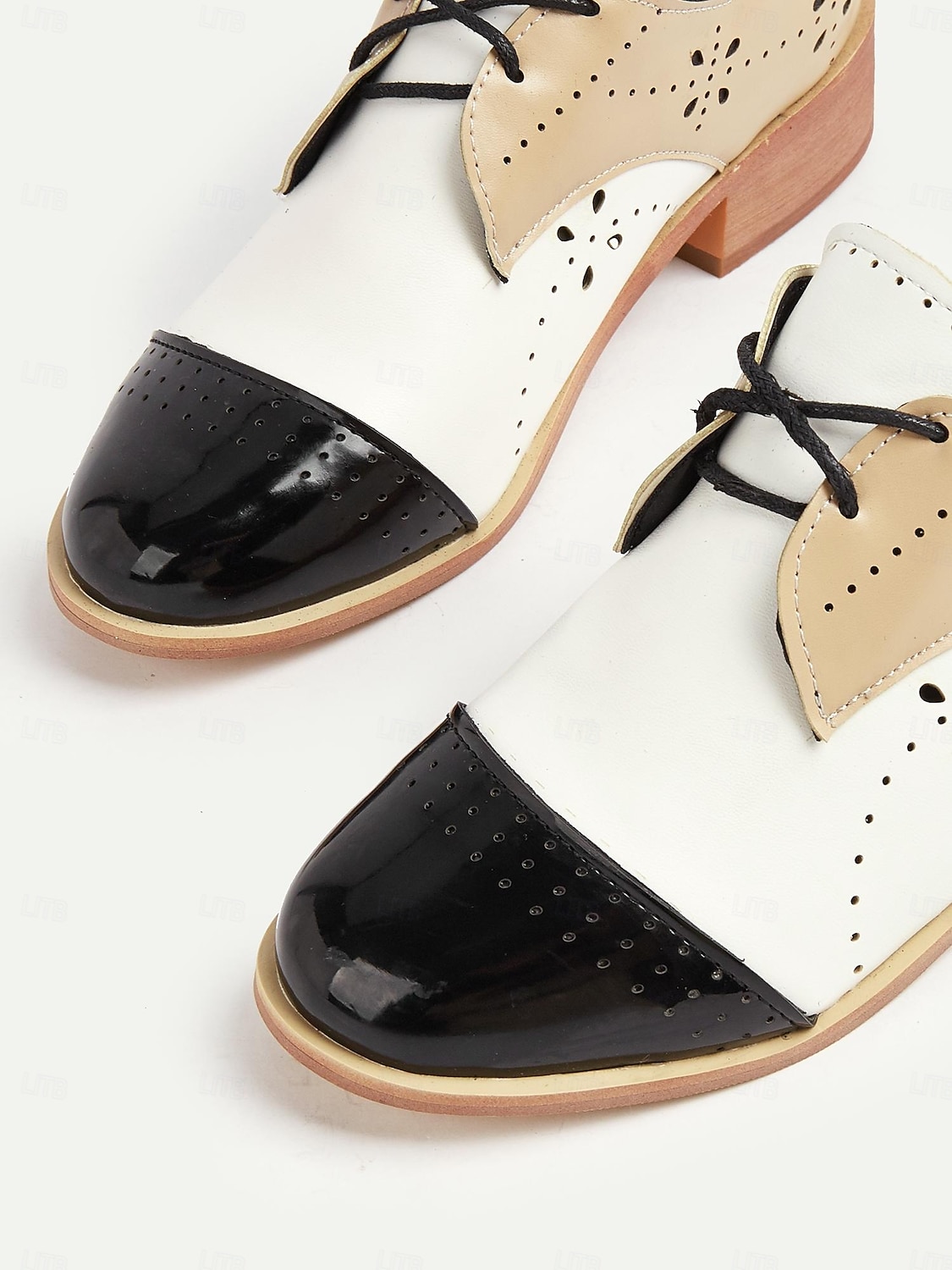 zweifarbige Brogue-Oxford-Flats für Damen – Schnürschuhe aus Kunstleder im Vintage-Stil der 50er Jahre für den Alltag und halbformelle Kleidung im Retro-Stil 2025 - $46.99 –P5