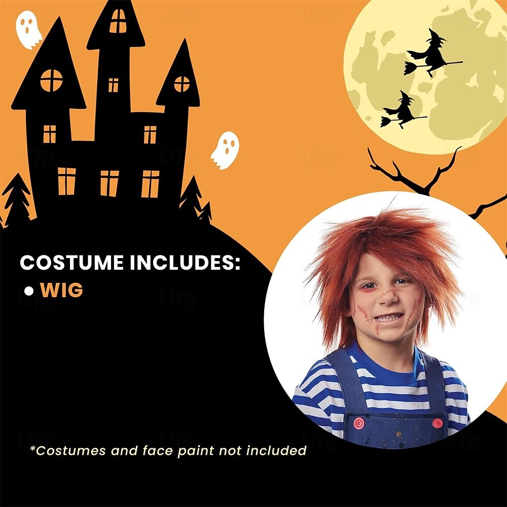 Cosplaypruiken Bruin Recht Synthetisch haar Kort Pruiken Jongens Pruiken Voor feest 2026 - $23.99 –P3