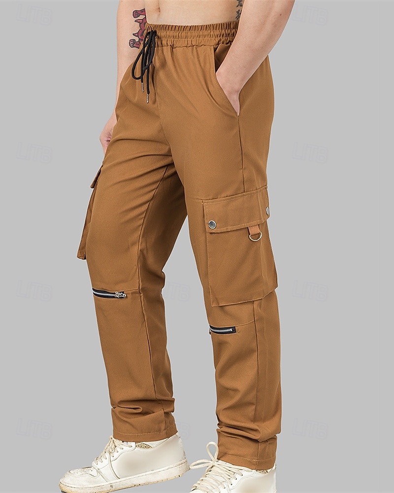 Men's Cargo Pants Trousers Drawstring Elastic Waist Multi Pocket Plain Wearable Outdoor Daily Camping & Hiking Fashion Classic Black Brown 2025 - $20.99 –P13