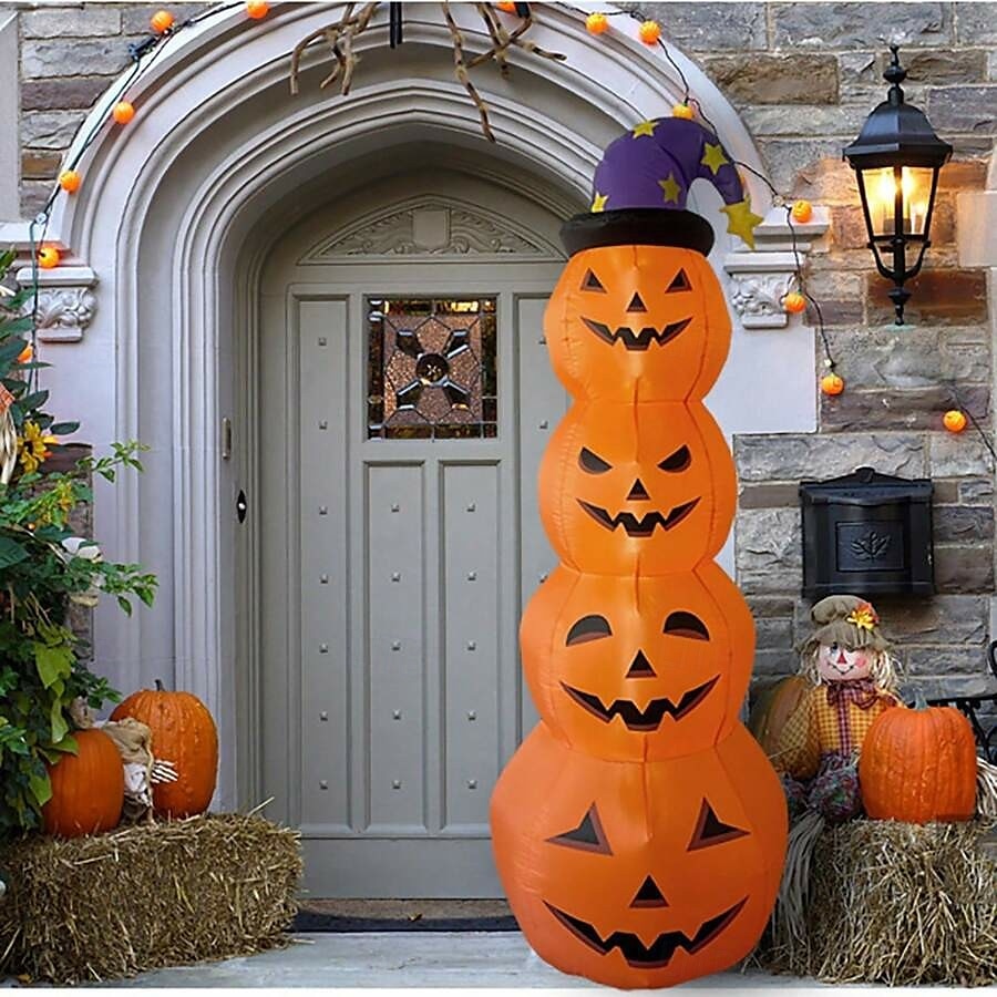1 Pc 2.4M Halloween Inflatable Pumpkin Luminous Strip Lamp Air Model Courtyard Garden Lawn Path Halloween Party Atmosphere Decorative Lights 2025 - $81.99 –P9