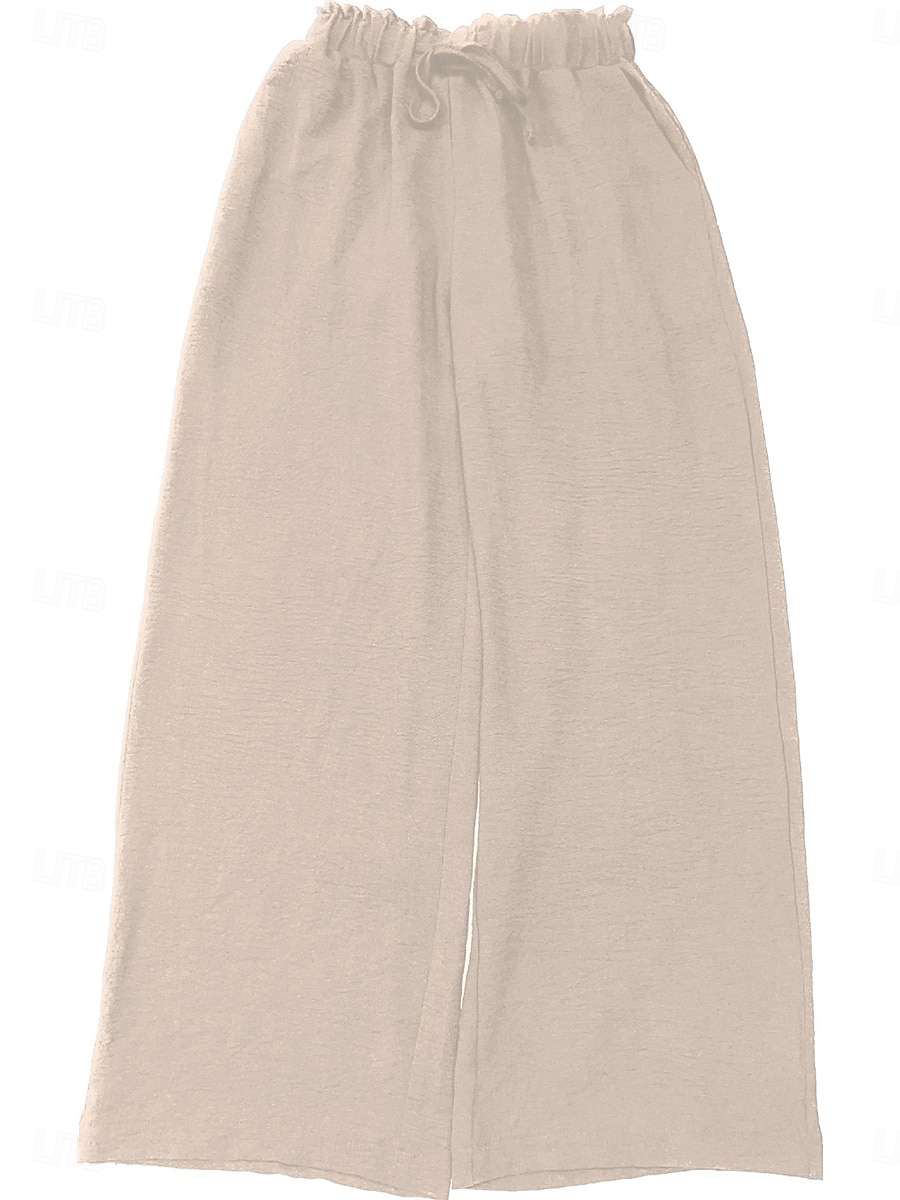 Per donna Gamba larga Chinos Moda Essenziale Casual Lungo Vita Alta Semplice Tasca Fascia Elastica Comodo Morbido Confortevole Micro-elastico All'aperto Streetwear Nero Rosa Cachi Verde militare del 2025 a $22.99 –P10