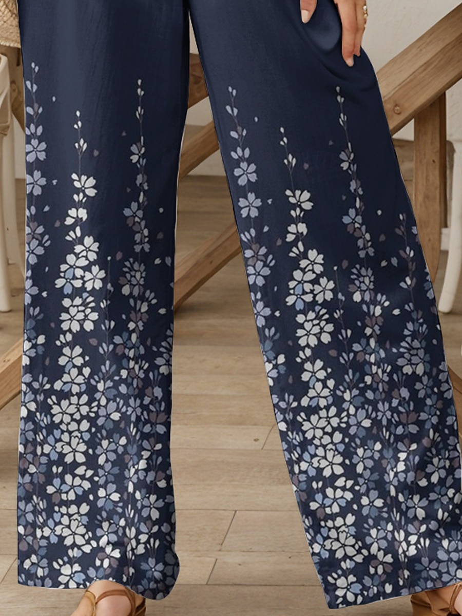 Pentru femei Obraznic chinez Pantaloni largi Vacanță Epocă Modă Lungime totală Talie Înaltă Floral Grafic Gradiant Curea elastică Imprimare Respirabil Απαλό Micro-elastic Oficial Vacanță Stradă Roșu 2025 - $24.99 –P3